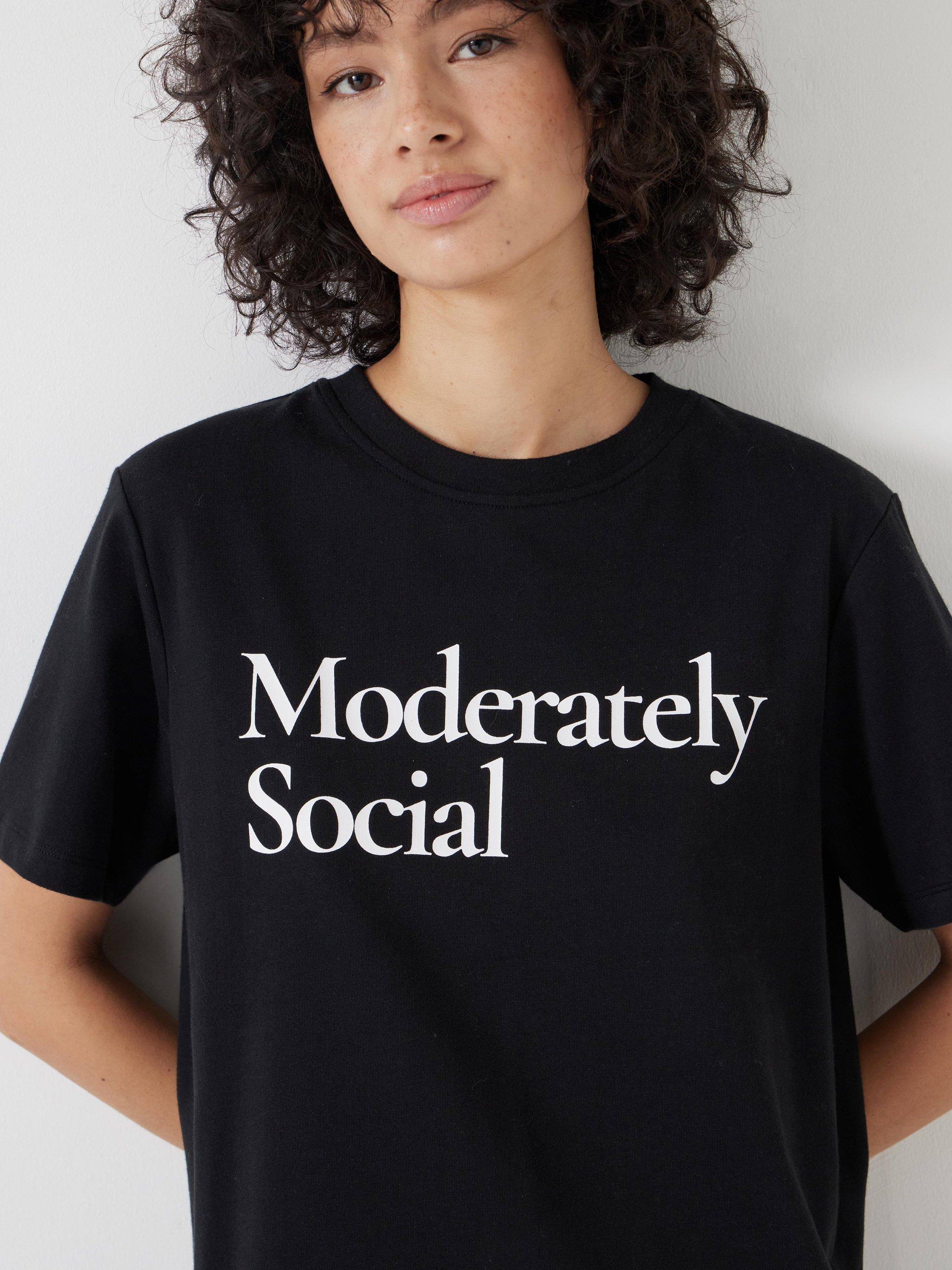Product image 1 of 5, which shows HUSH Moderately Social Cotton T-Shirt, Black, L