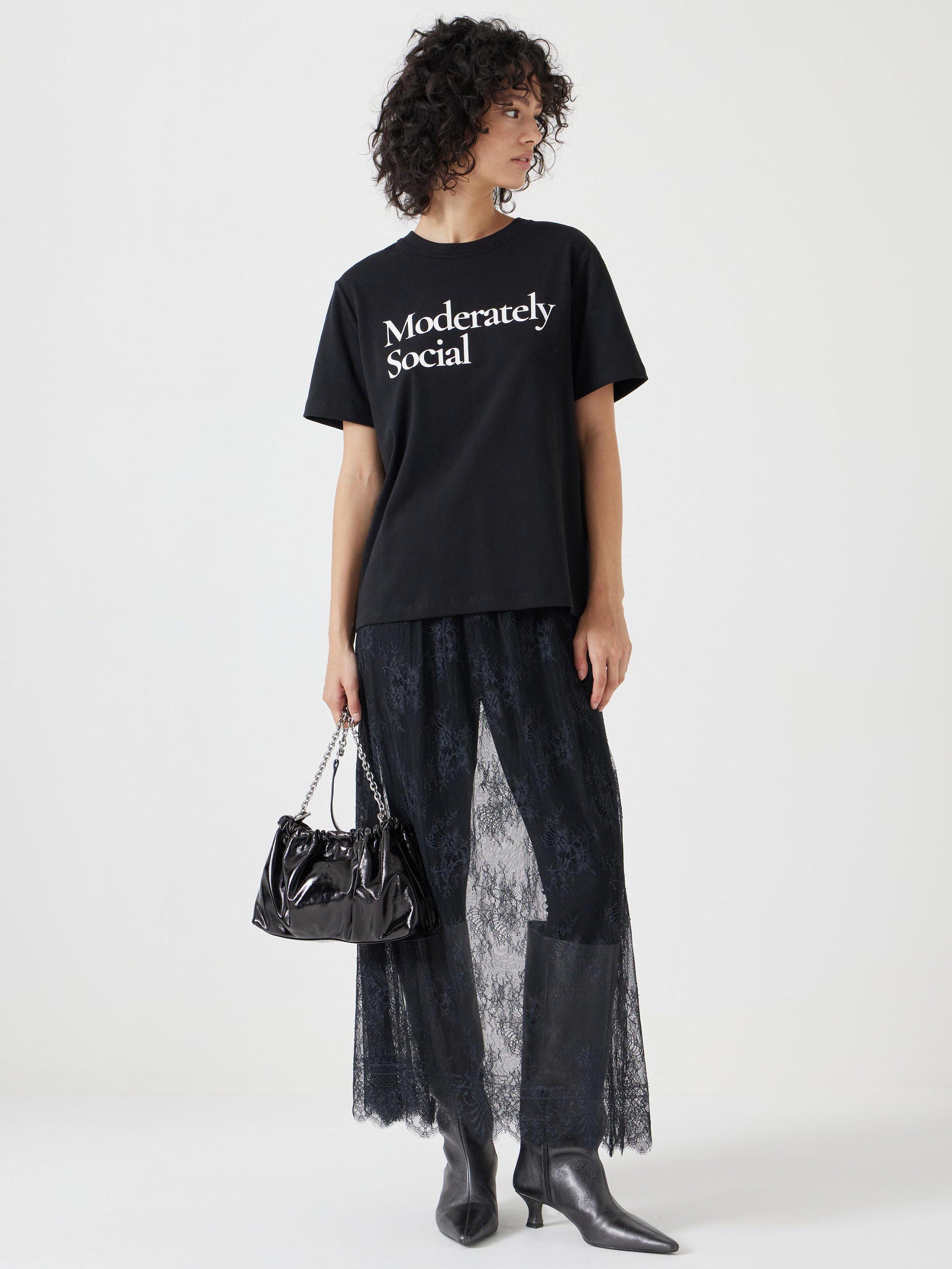 Product image 2 of 5, which shows HUSH Moderately Social Cotton T-Shirt, Black, L