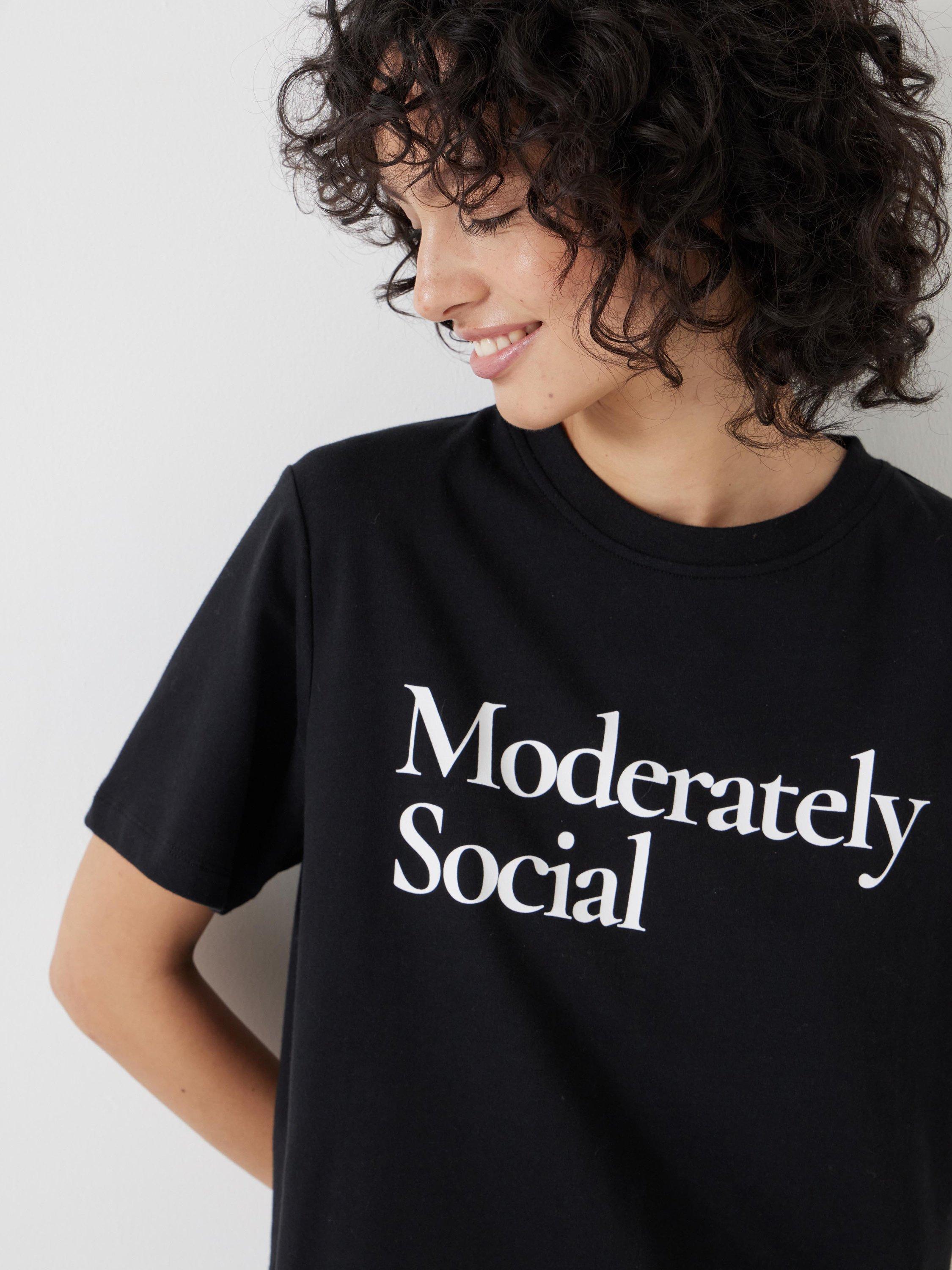 Product image 4 of 5, which shows HUSH Moderately Social Cotton T-Shirt, Black, L