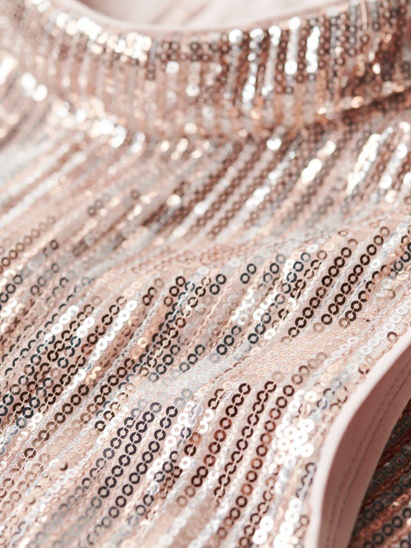 Product image 6 of 6, which shows Superdrey Sleeveless Sequin A-Line Mini Dress, Champagne, 8