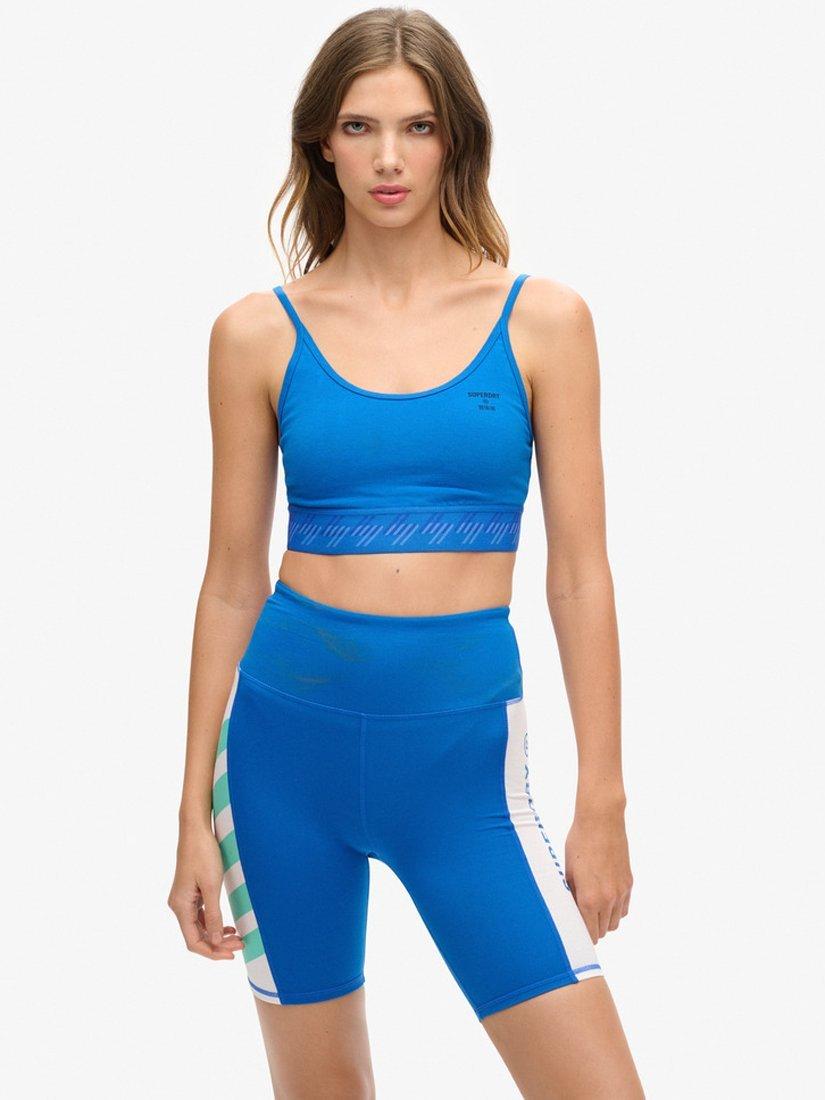 Product image 1 of 3, which shows Superdry Essential Strappy Crop Top, Royal, 8