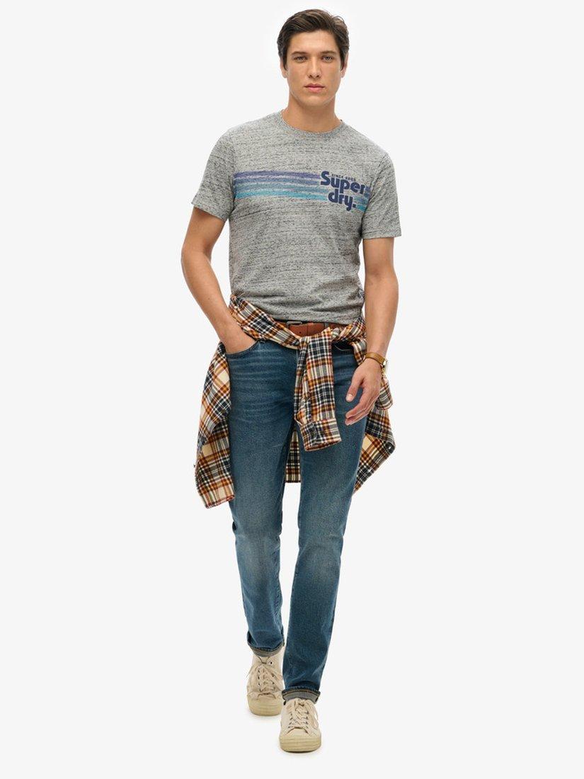 Product image 3 of 4, which shows Superdry Cotton Blend Regular Fit Short Sleeve Graphic T-Shirt, Flint Grey Grit, S