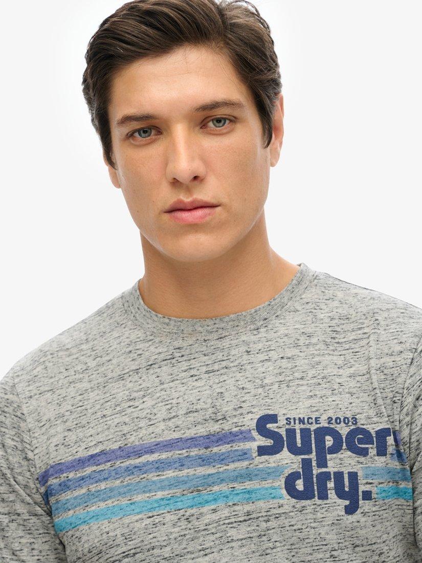 Product image 4 of 4, which shows Superdry Cotton Blend Regular Fit Short Sleeve Graphic T-Shirt, Flint Grey Grit, S