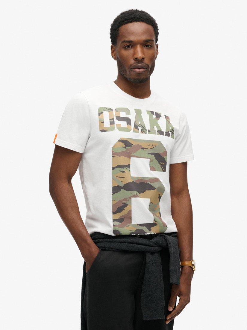 Superdry Cotton Regular Fit Short Sleeve Camouflage Logo T-Shirt, Optic/Multi
