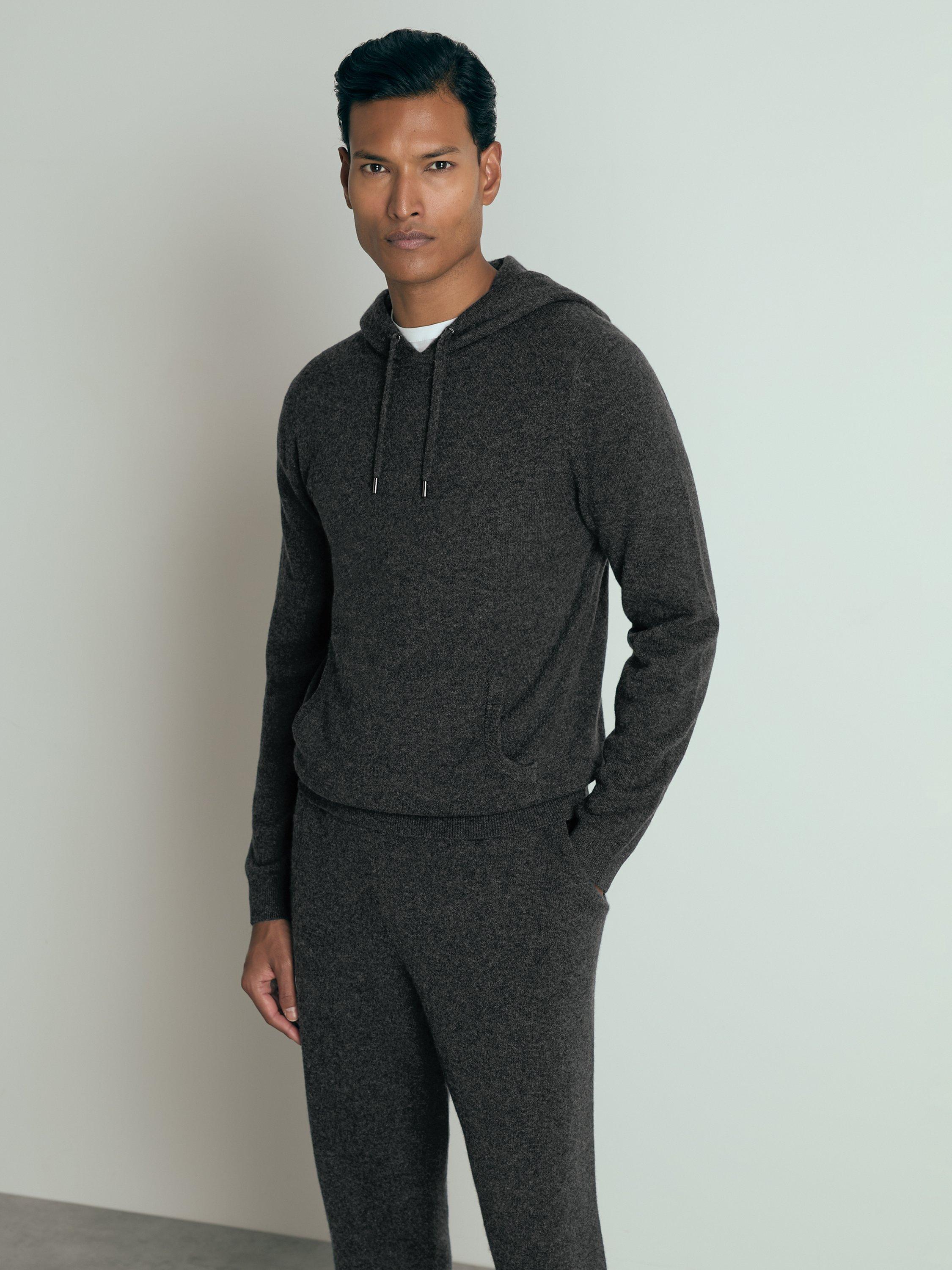 Reiss Royal Atelier Cotton & Cashmere Blend Jumper, Charcoal Melange