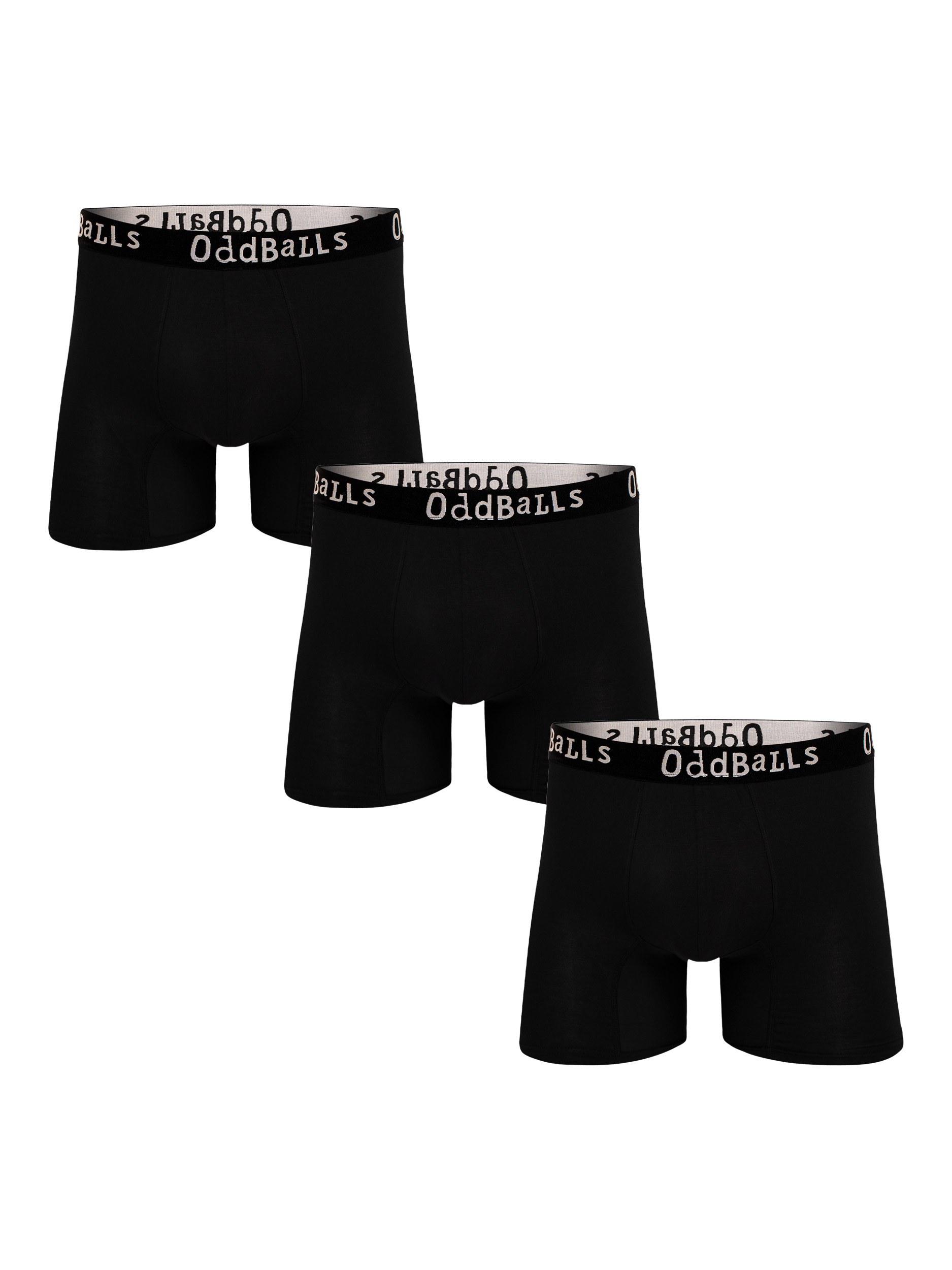 Product image 1 of 6, which shows OddBalls Plain Bamboo Boxer Shorts, Pack of 3, Black, XXS
