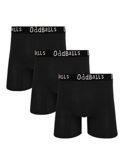 OddBalls Plain Bamboo Boxer Shorts, Pack of 3, Black, Black