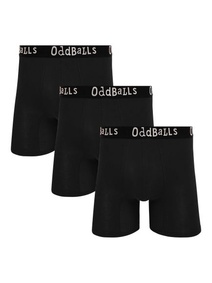 OddBalls Plain Bamboo Boxer Shorts, Pack of 3, Black
