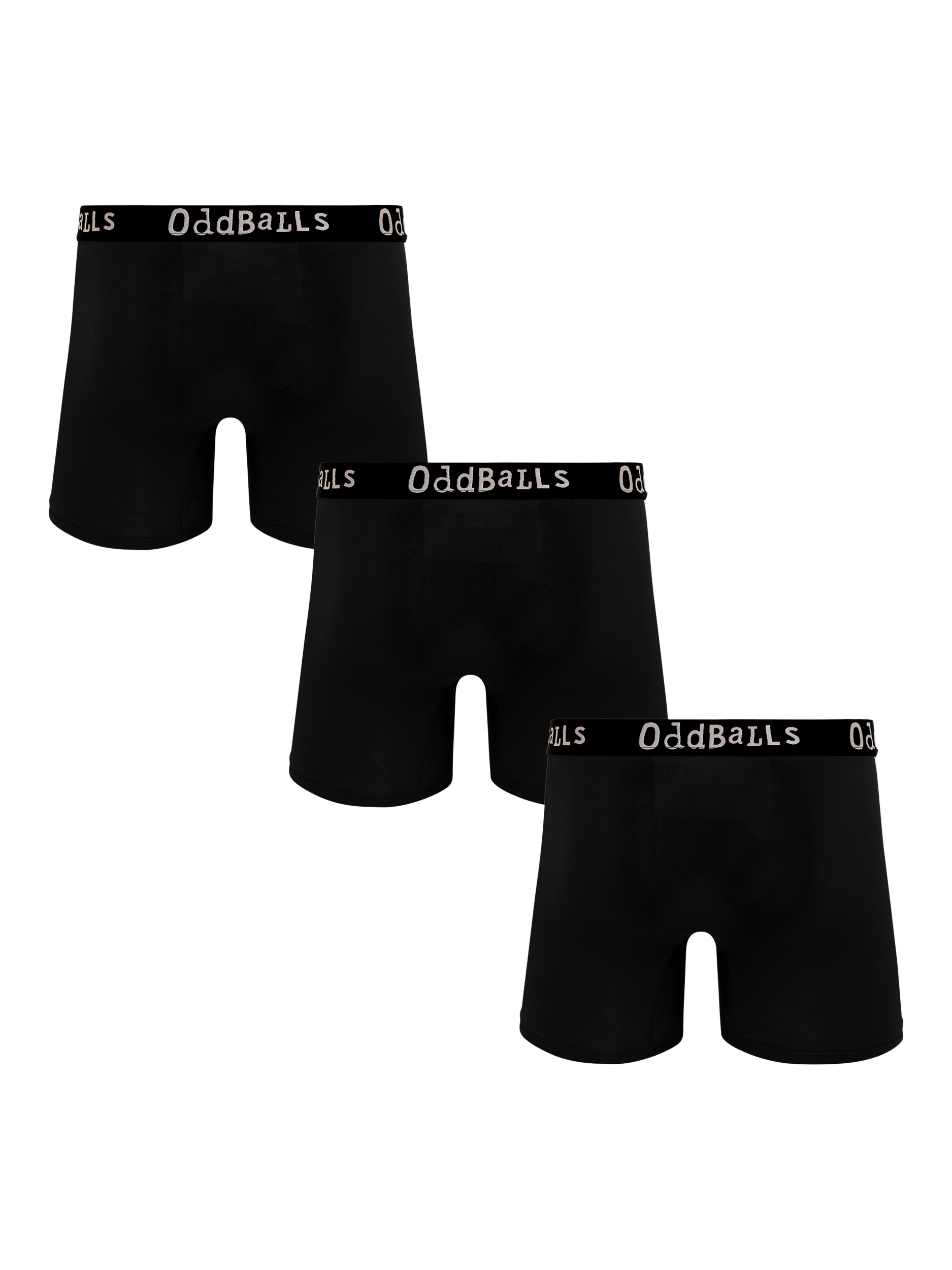 Product image 2 of 6, which shows OddBalls Plain Bamboo Boxer Shorts, Pack of 3, Black, XXS