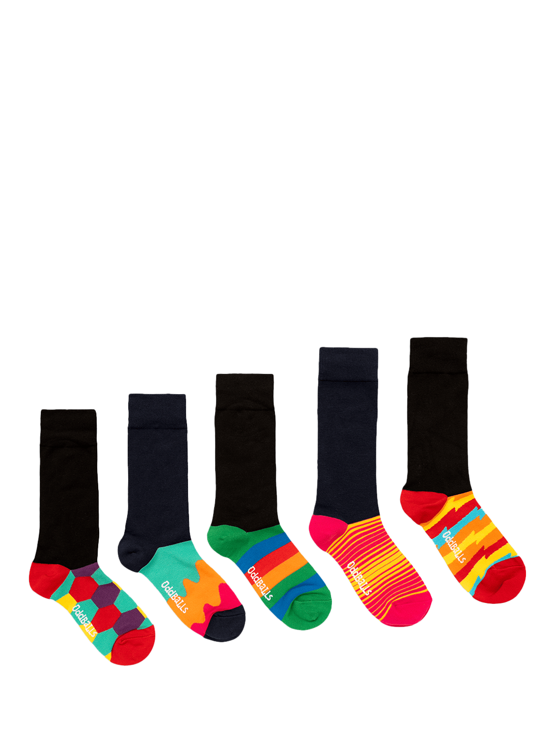 Product image 1 of 4, which shows OddBalls Hidden Socks, Pack of 5, Patterned, 3-5.5