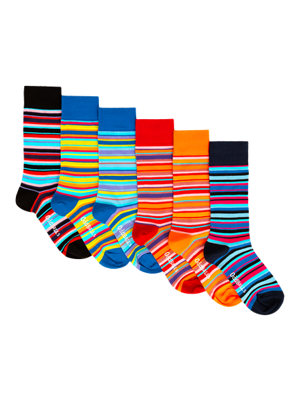 OddBalls Lines Socks, Pack of 6, Patterned
