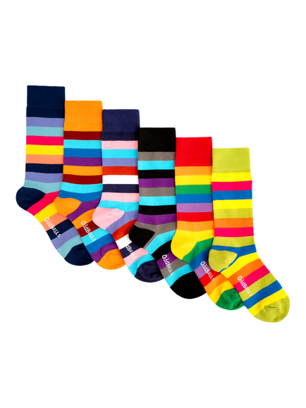 OddBalls Striped Socks, Pack of 6, Multi