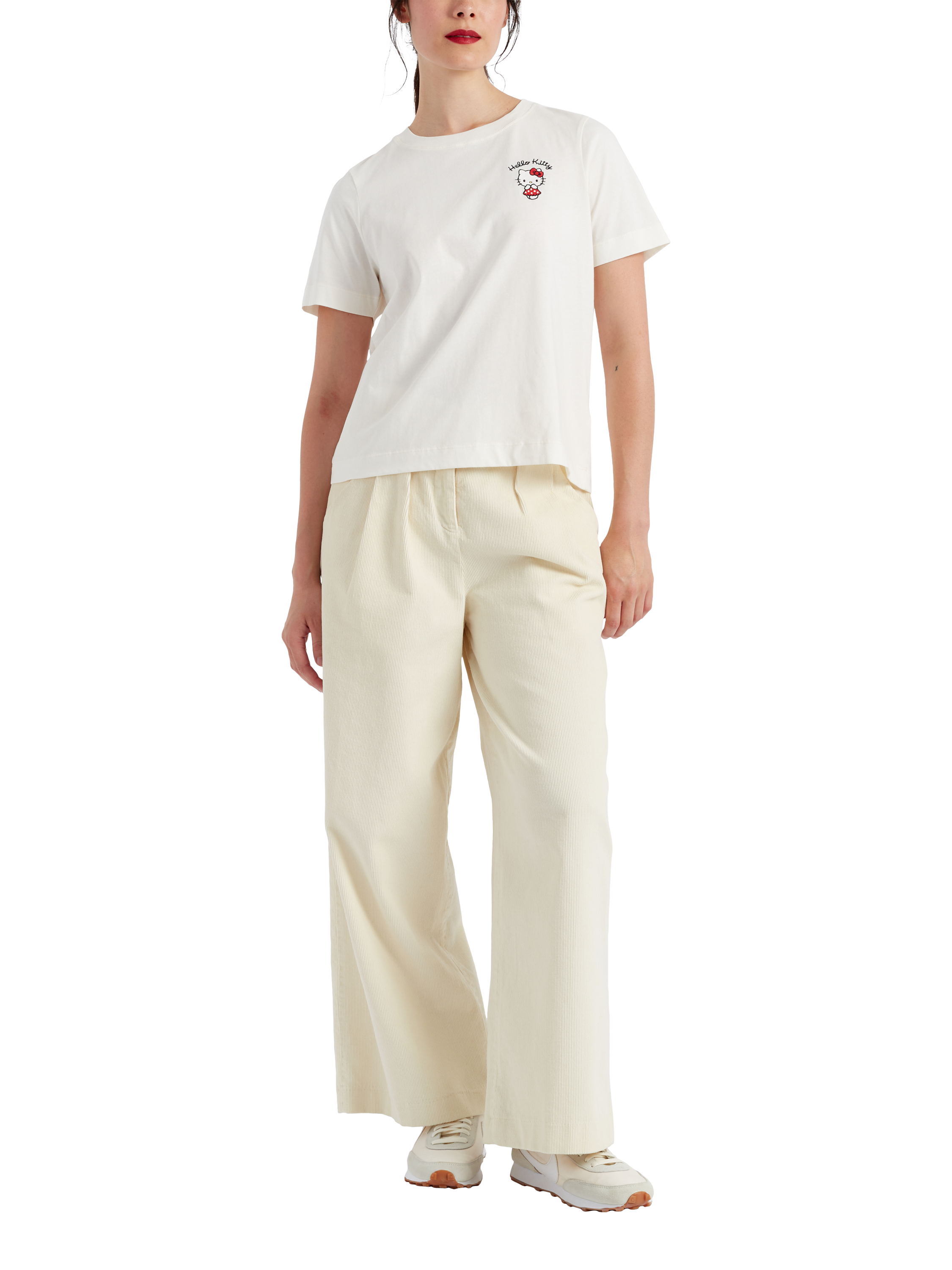 Product image 1 of 4, which shows Chinti & Parker X Hello Kitty Cotton T-Shirt, Cream, XS