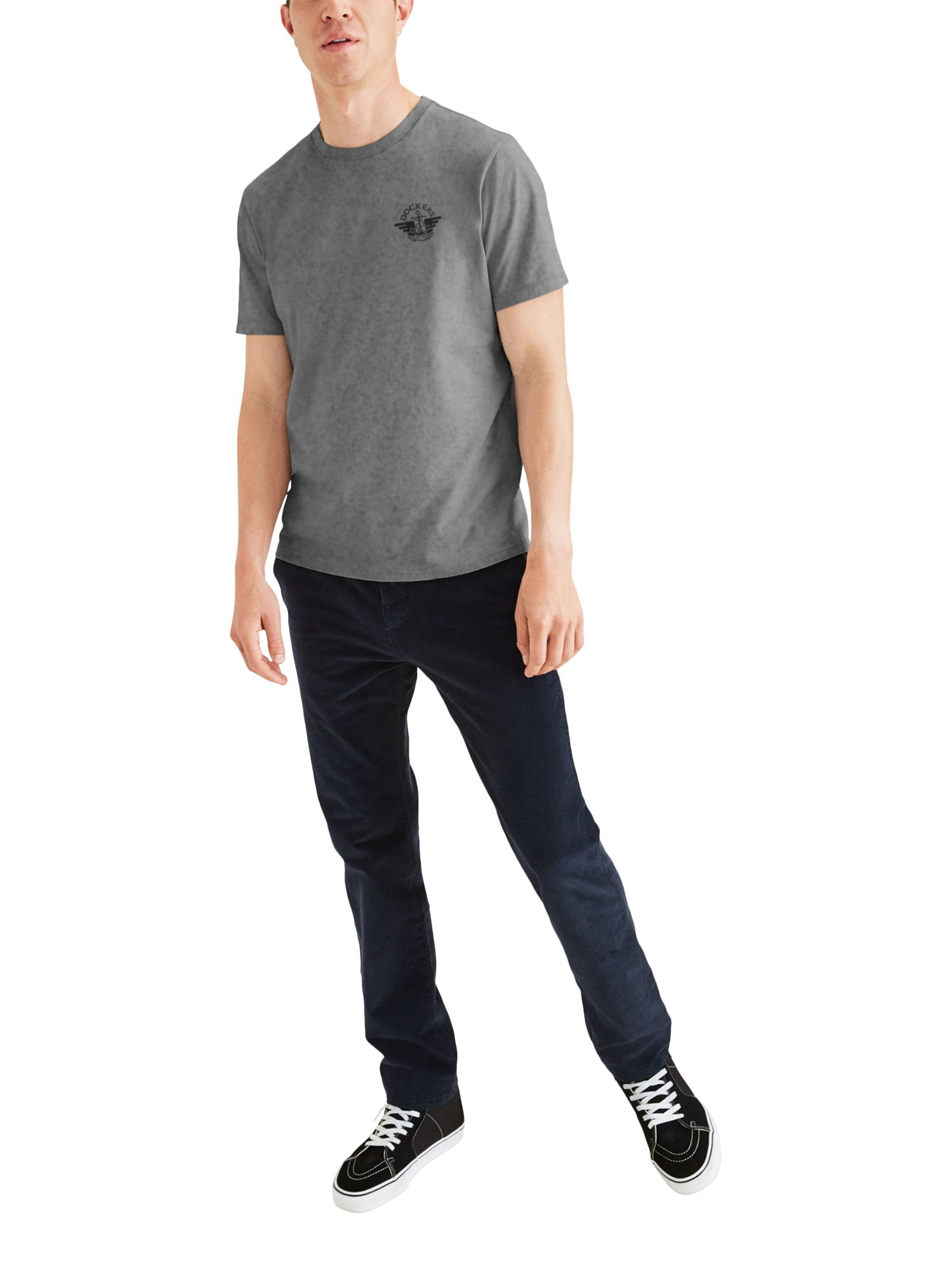 Product image 4 of 4, which shows Dockers Cotton Slim Fit Short Sleeve Graphic T-Shirt, Grey Heather, L