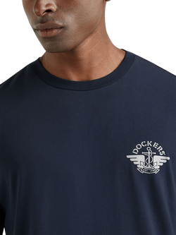 Dockers Cotton Slim Fit Short Sleeve Logo T-Shirt, Navy - view 2, Navy