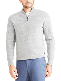 Dockers Core Long Sleeve Quarter-Zip Sweatshirt, Heather Grey, Heather Grey
