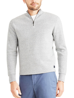 Dockers Core Long Sleeve Quarter-Zip Sweatshirt, Heather Grey - view 2, Heather Grey