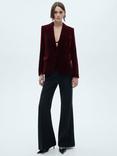 Mango Combi Velvet Blazer, Dark Red
