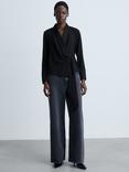Mango Rider Satin Wrap Blouse, Black