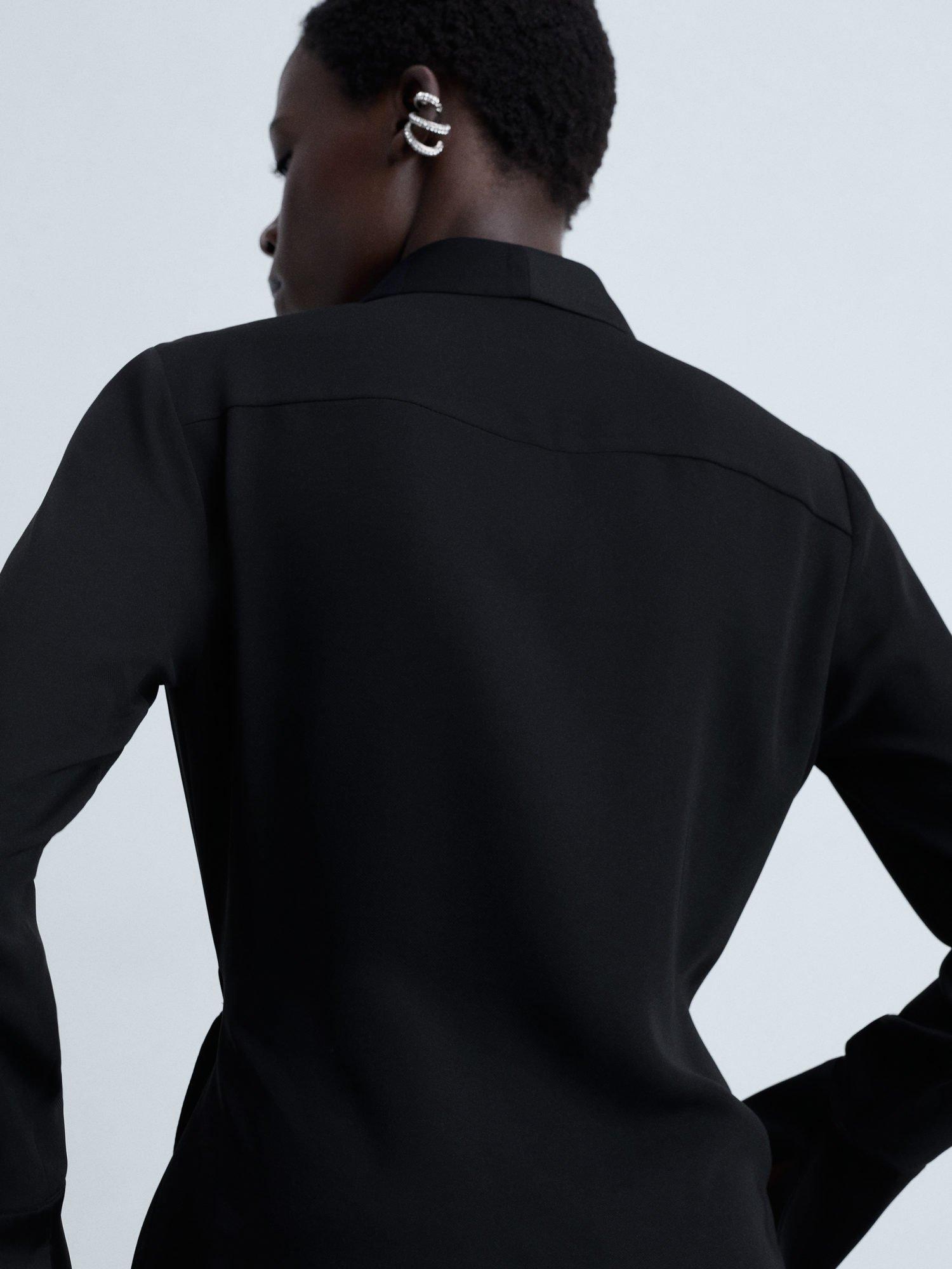 Product image 6 of 8, which shows Mango Rider Satin Wrap Blouse, Black, 12