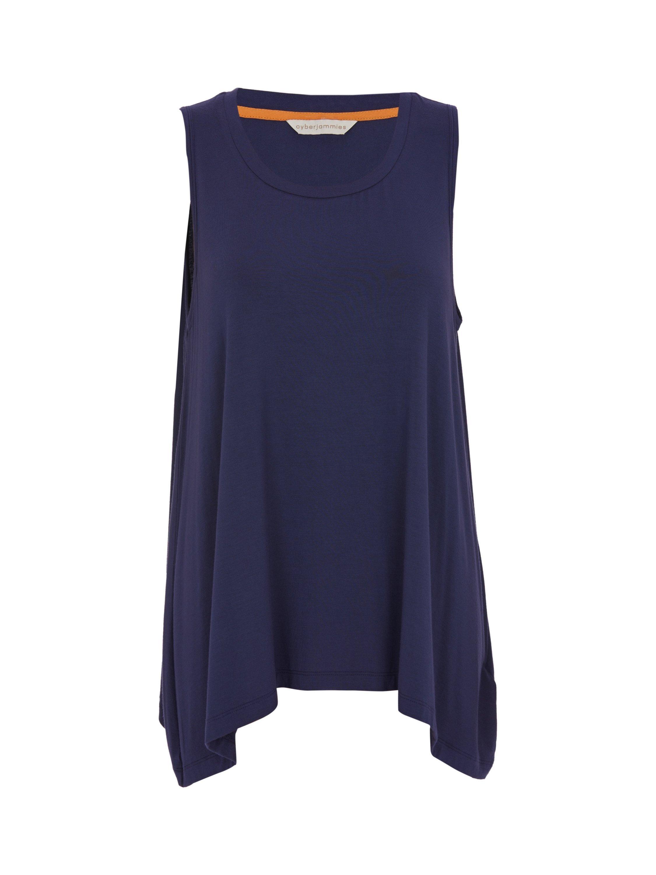 Product image 1 of 1, which shows Cyberjammies Alpes Relaxed Vest Pyjama Top, Navy, 6
