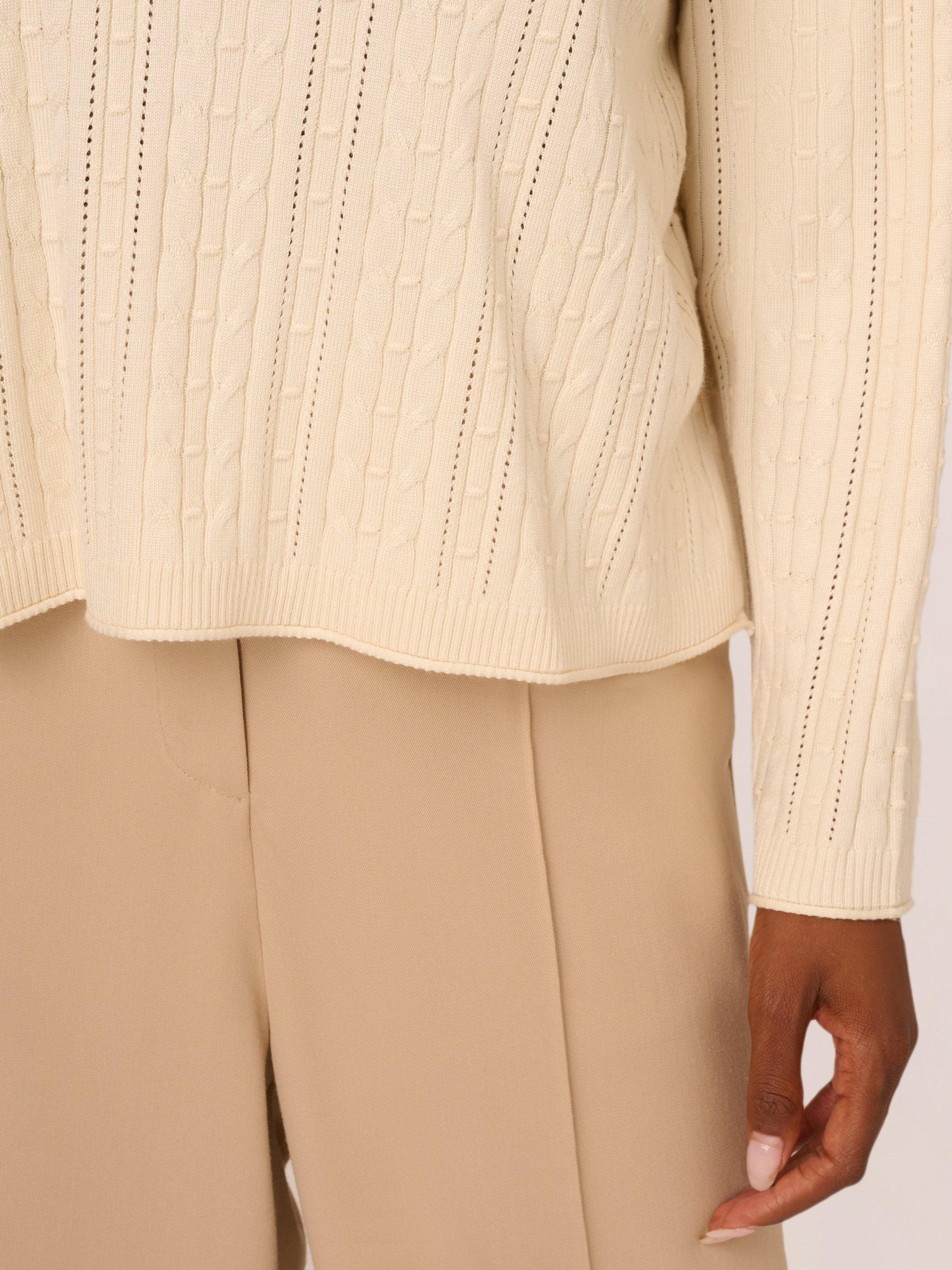 Product image 5 of 7, which shows Adrianna Papell V-Neck Pointelle Jumper, Cream, XS