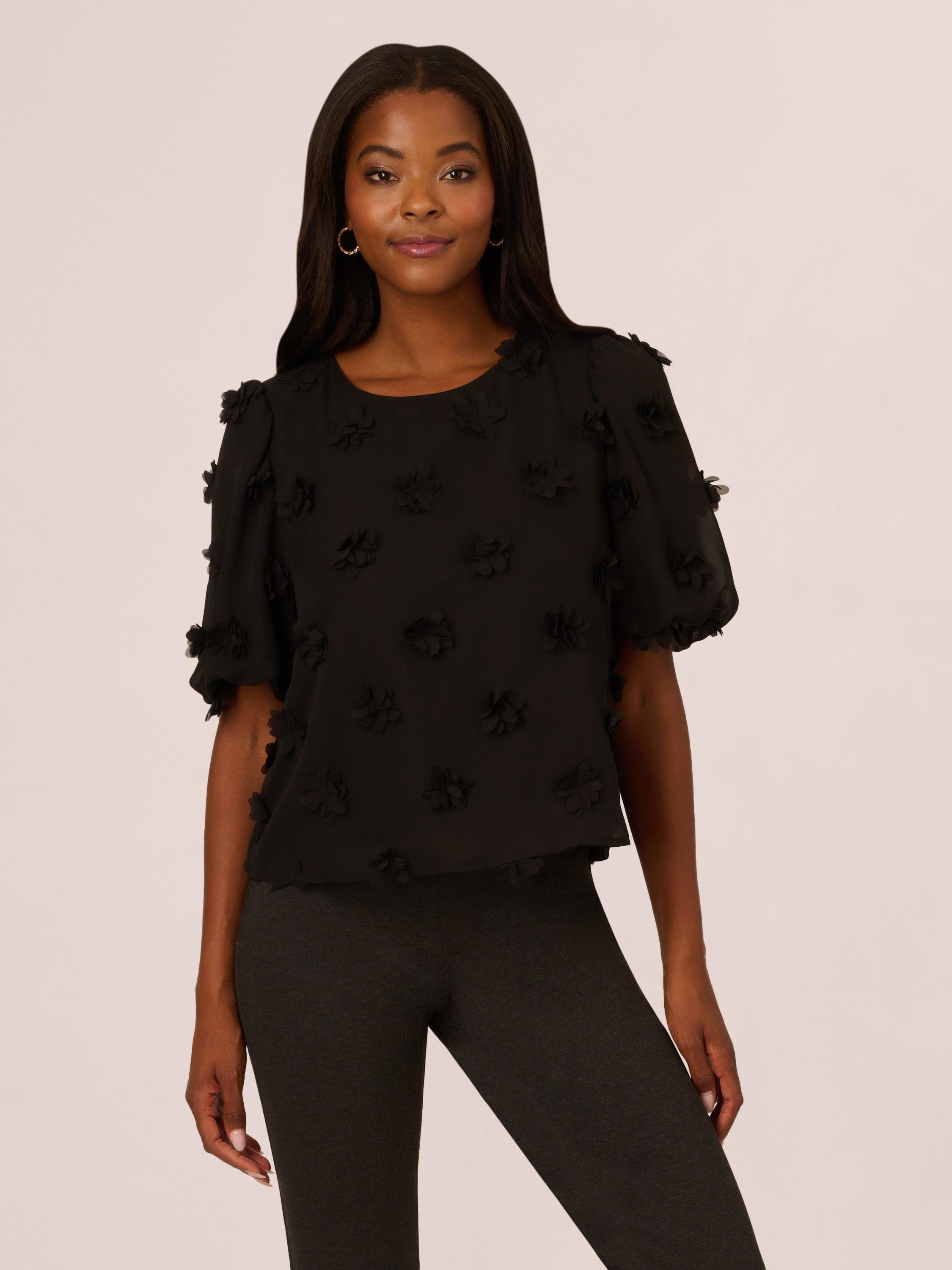 Adrianna Papell All Over 3D Flower Top