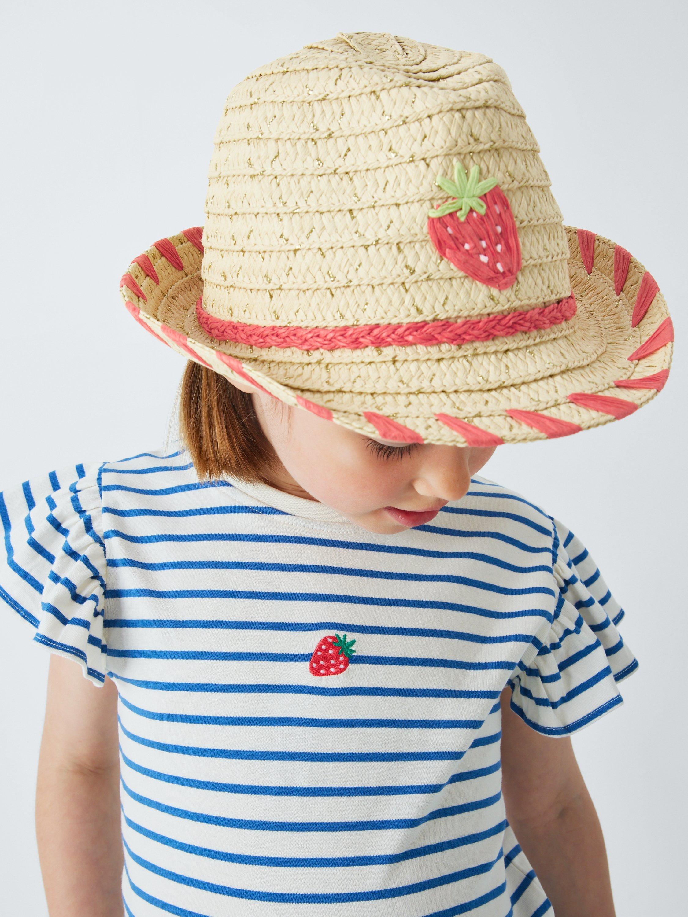Product image 1 of 4, which shows John Lewis Kids' Strawberry Straw Hat, Natural, 3-5 years