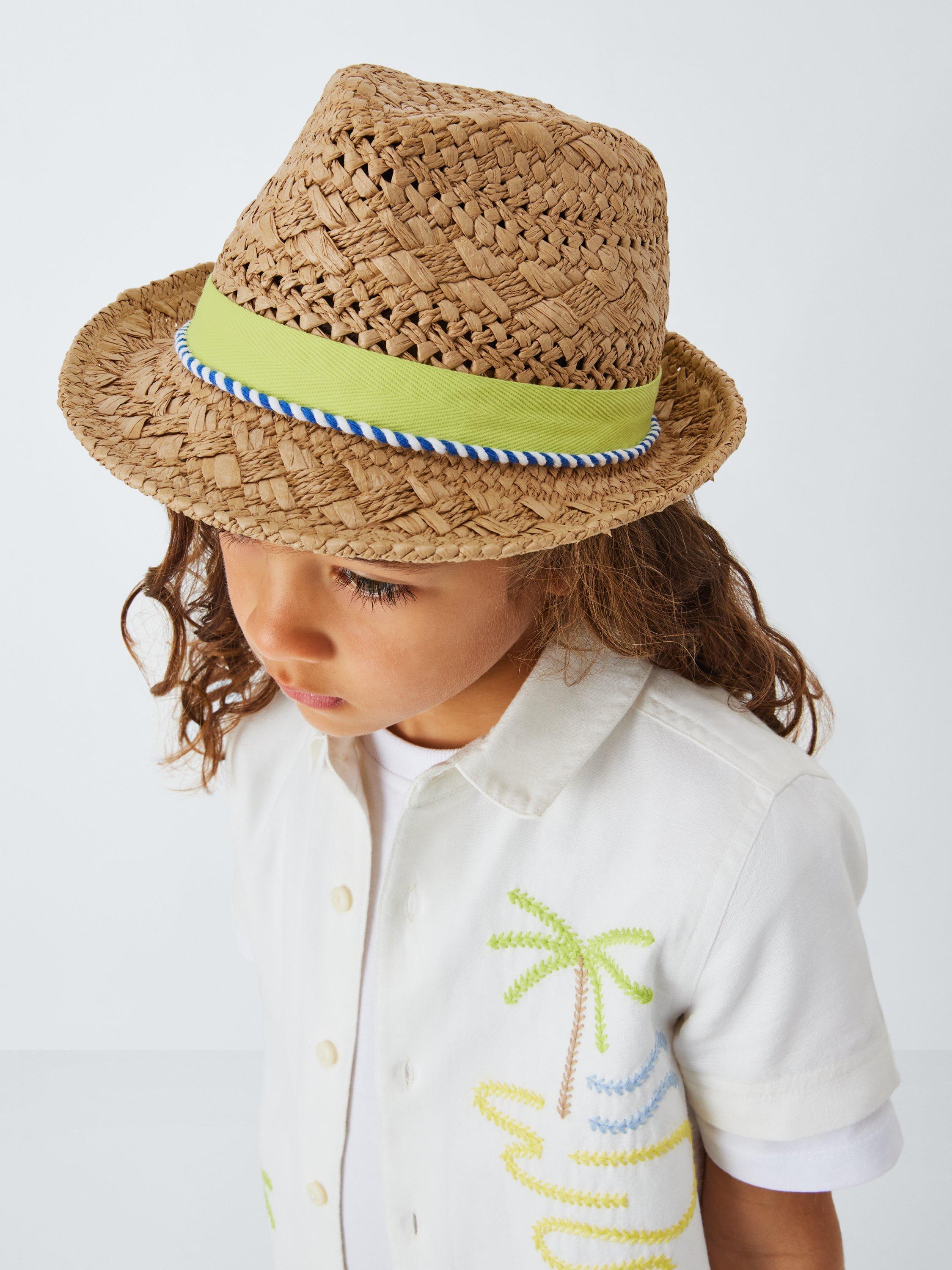 Product image 1 of 4, which shows John Lewis Kids' Straw Trilby Hat, Natural, 3-5 years