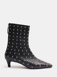HUSH Diamante Studded Leather Ankle Boots, Black
