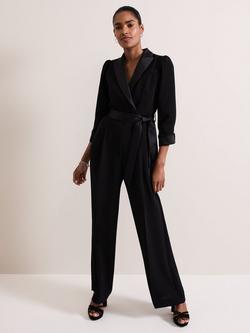 Phase Eight Petite Kylie Tuxedo Jumpsuit, Black, Black