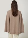 Jigsaw Deconstructed Knitted Wool Rich Cape, Taupe