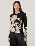 Jigsaw Collage Print Long Sleeve Top, Black