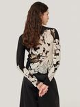 Jigsaw Collage Print Long Sleeve Top, Black