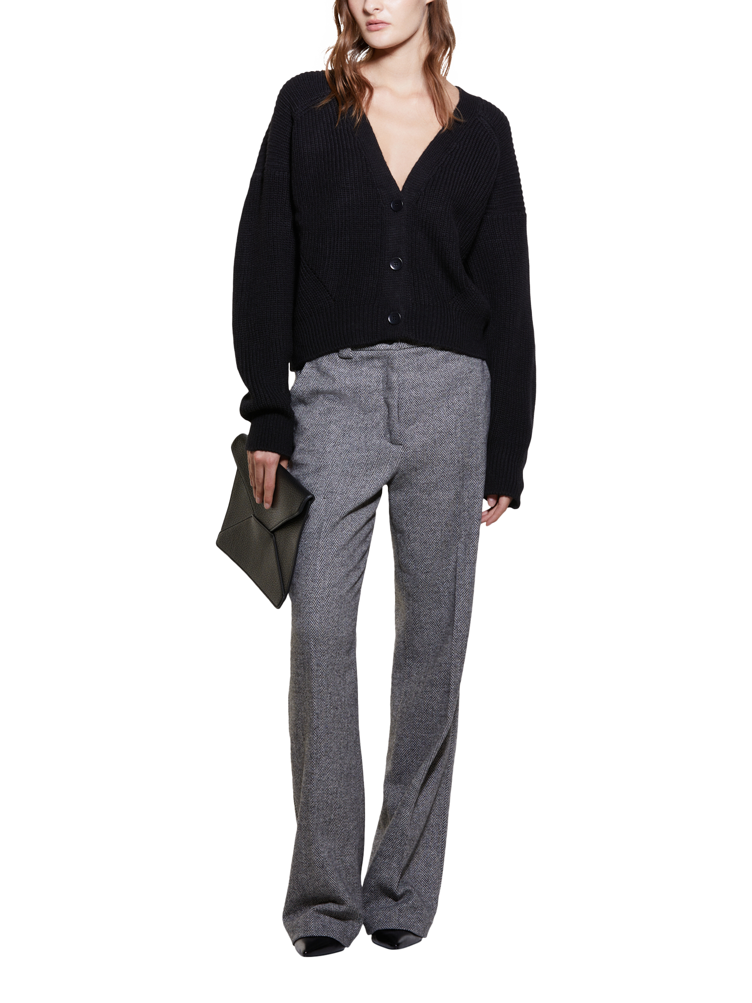 SISLEY Dyed Wool Blend Trousers, Grey