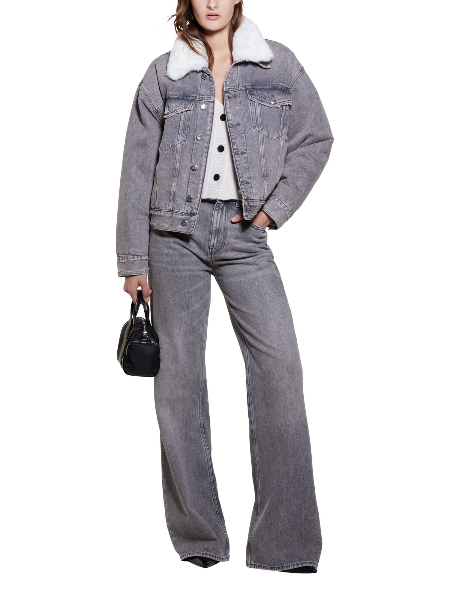 SISLEY Relaxed Fit Flared Jeans, Grey