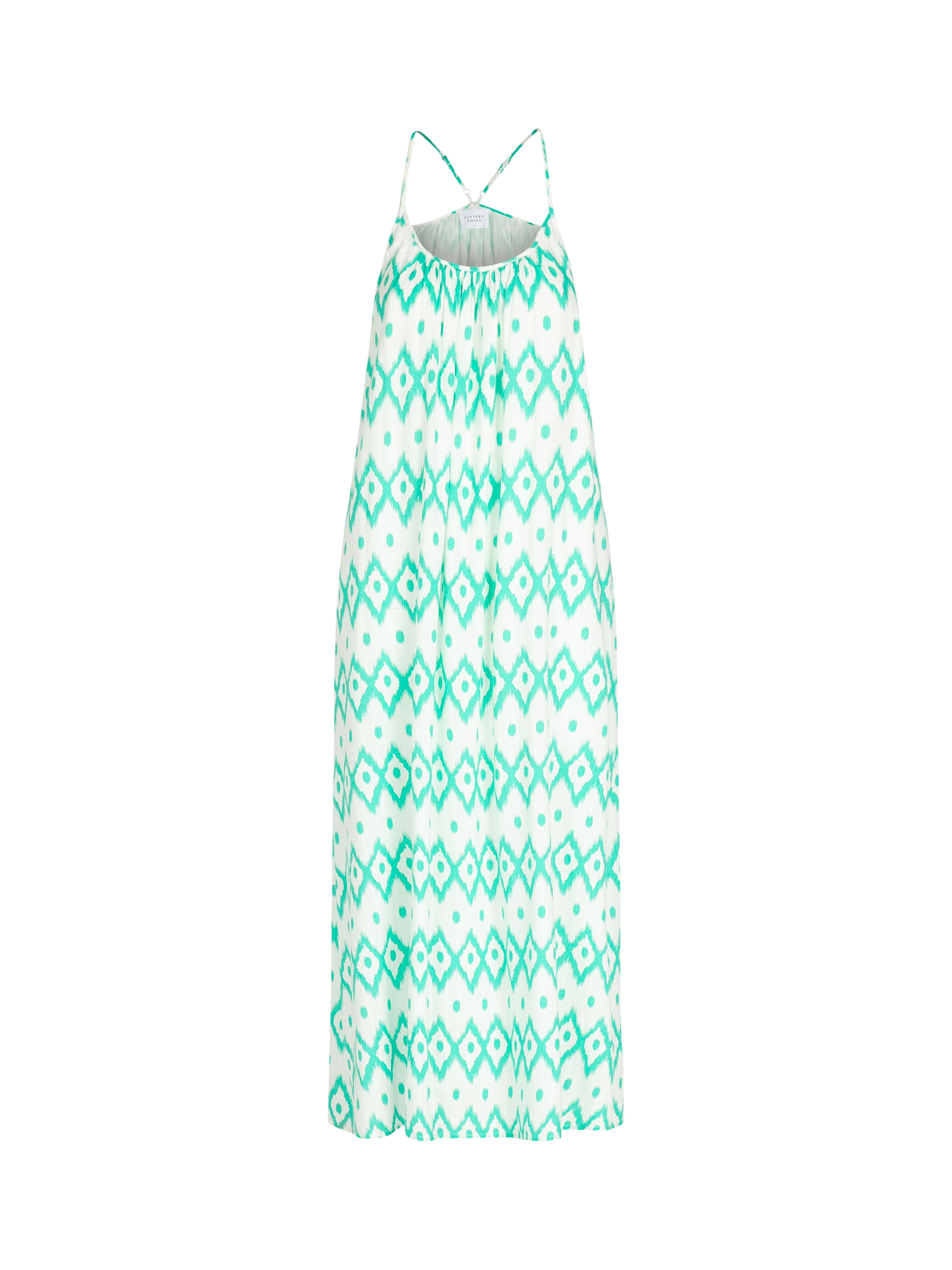 Product image 3 of 4, which shows Sisters Point Uloa Ikat Print Maxi Dress, Mint/White, XS