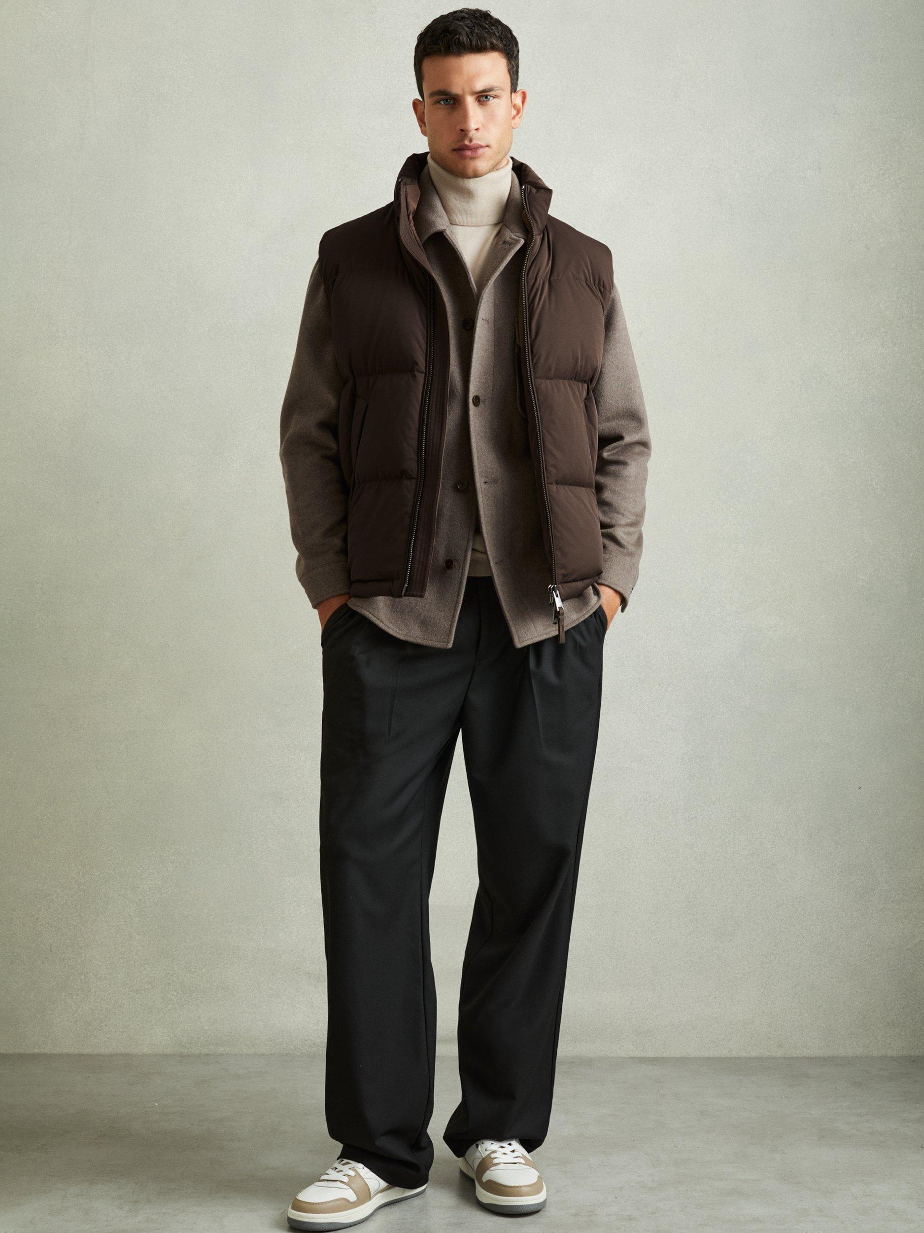 Reiss Jessie Quilted Shell Zip Through Gilet Brown