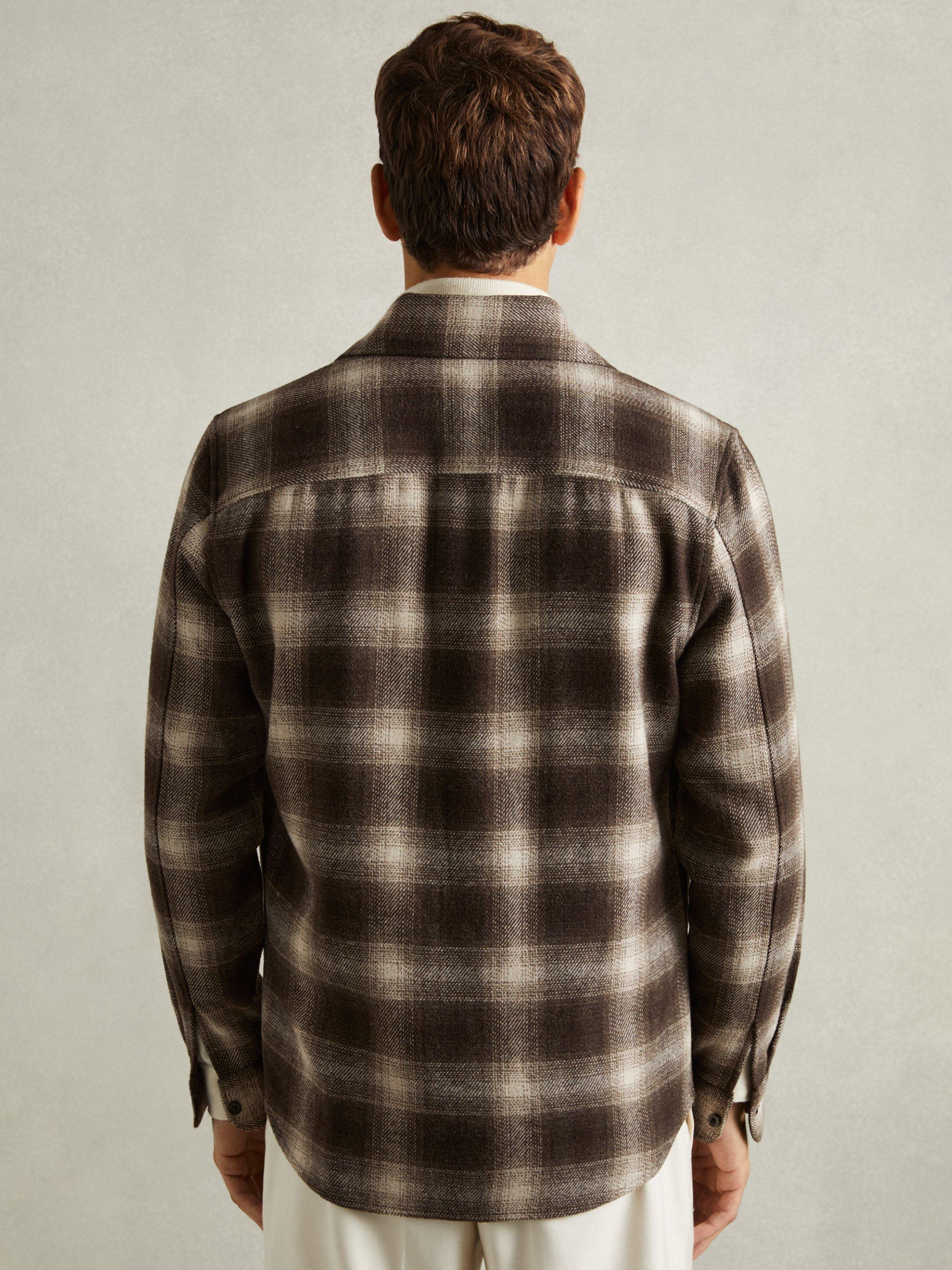 Product image 2 of 5, which shows Reiss Crosby Patch Pocket Shirt, Brown/Multi, XS