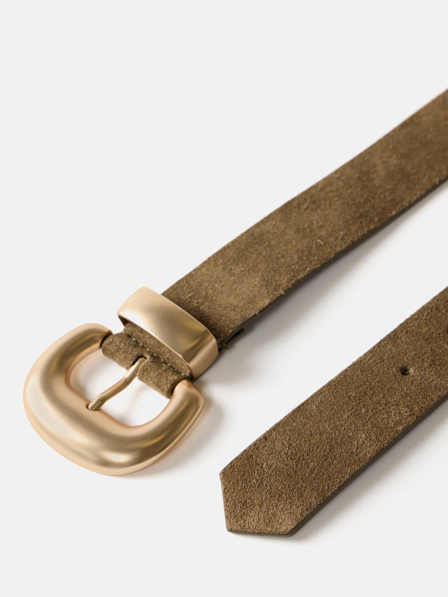 Product image 2 of 3, which shows Mint Velvet Suede Wide Belt, Green, S