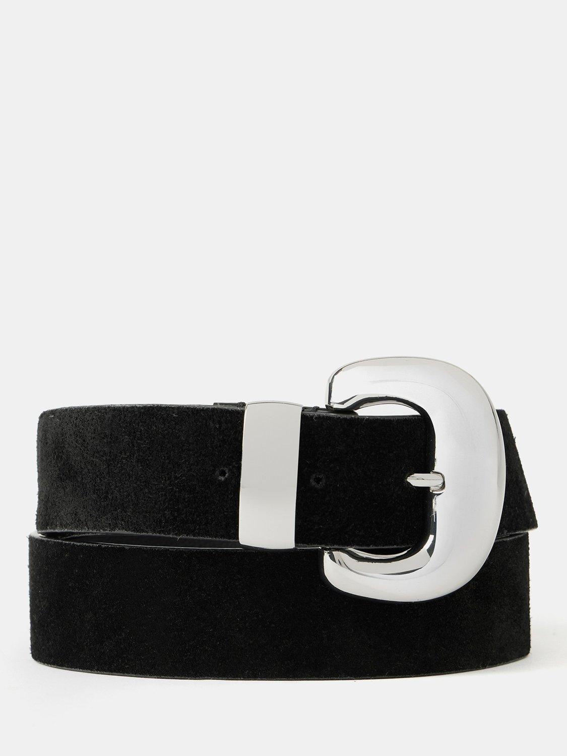 Mint Velvet Suede Wide Belt, Black Black