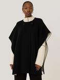 Jigsaw Double Faced Contrast Poncho, Black