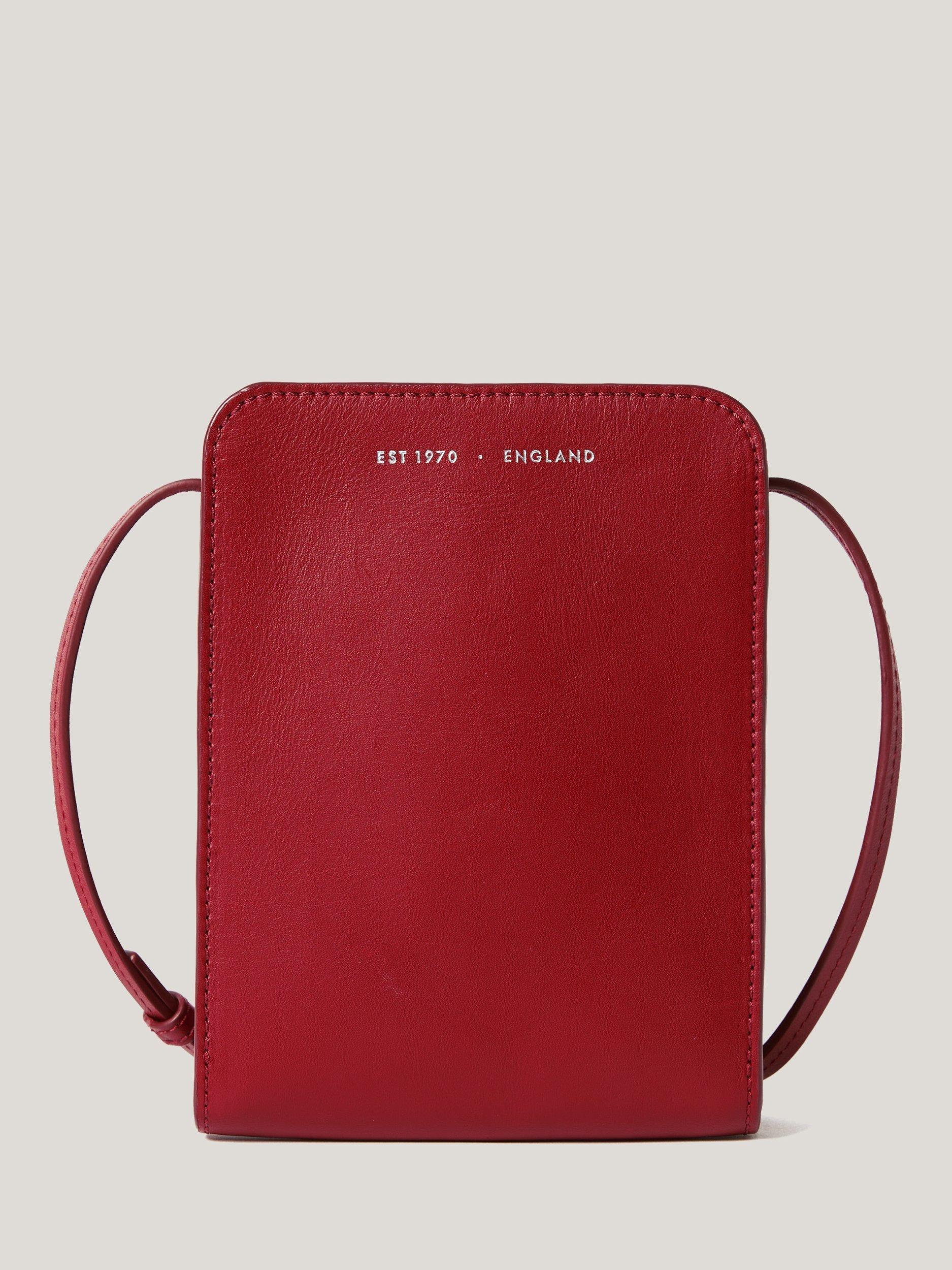 Jigsaw Leather Crossbody Phone Bag, Red