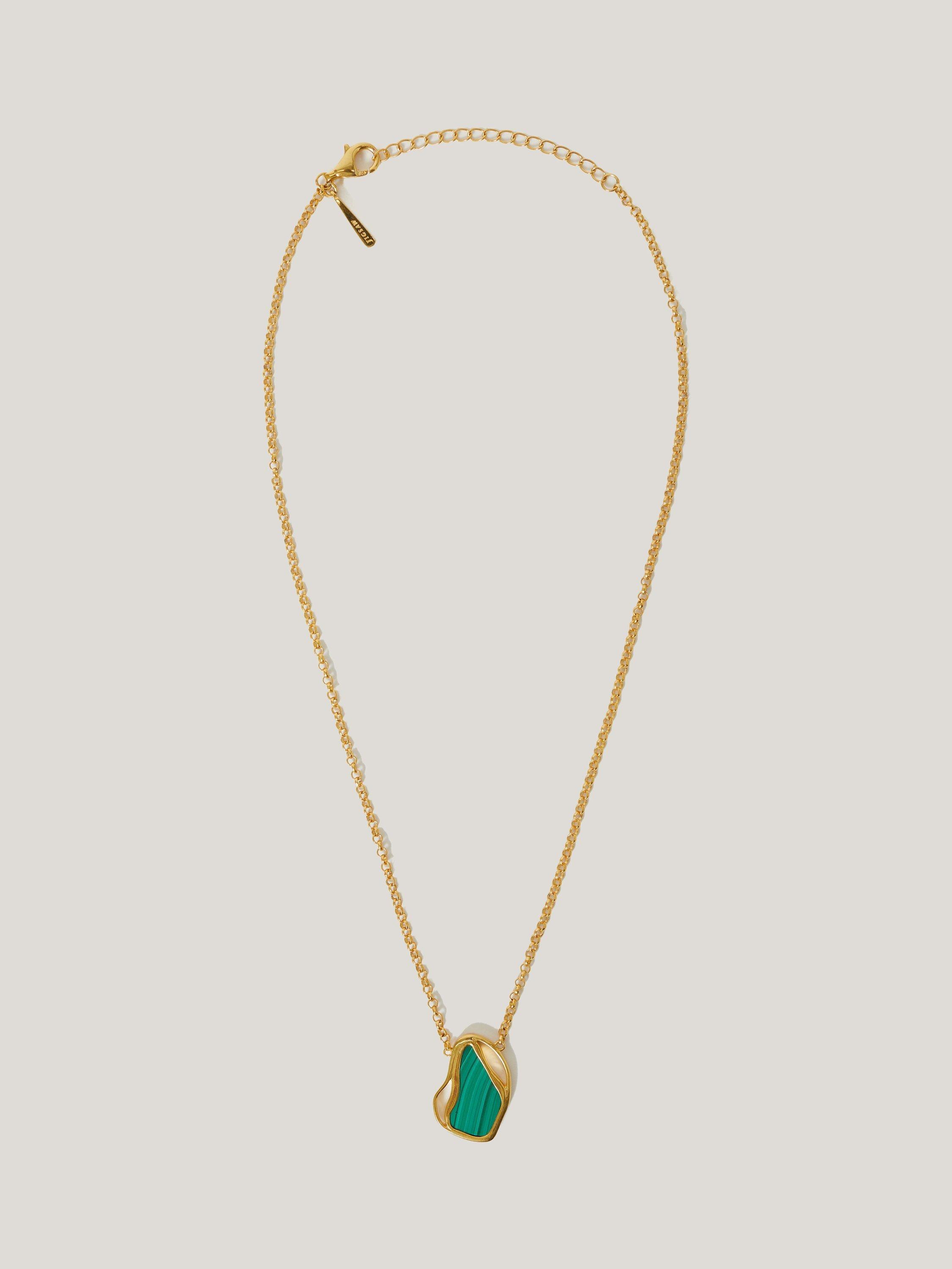 Jigsaw Stone Chain Necklace, Gold