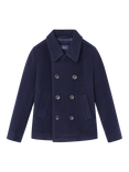 Hackett London Kids' Wool Pea Coat, Midnight Blue