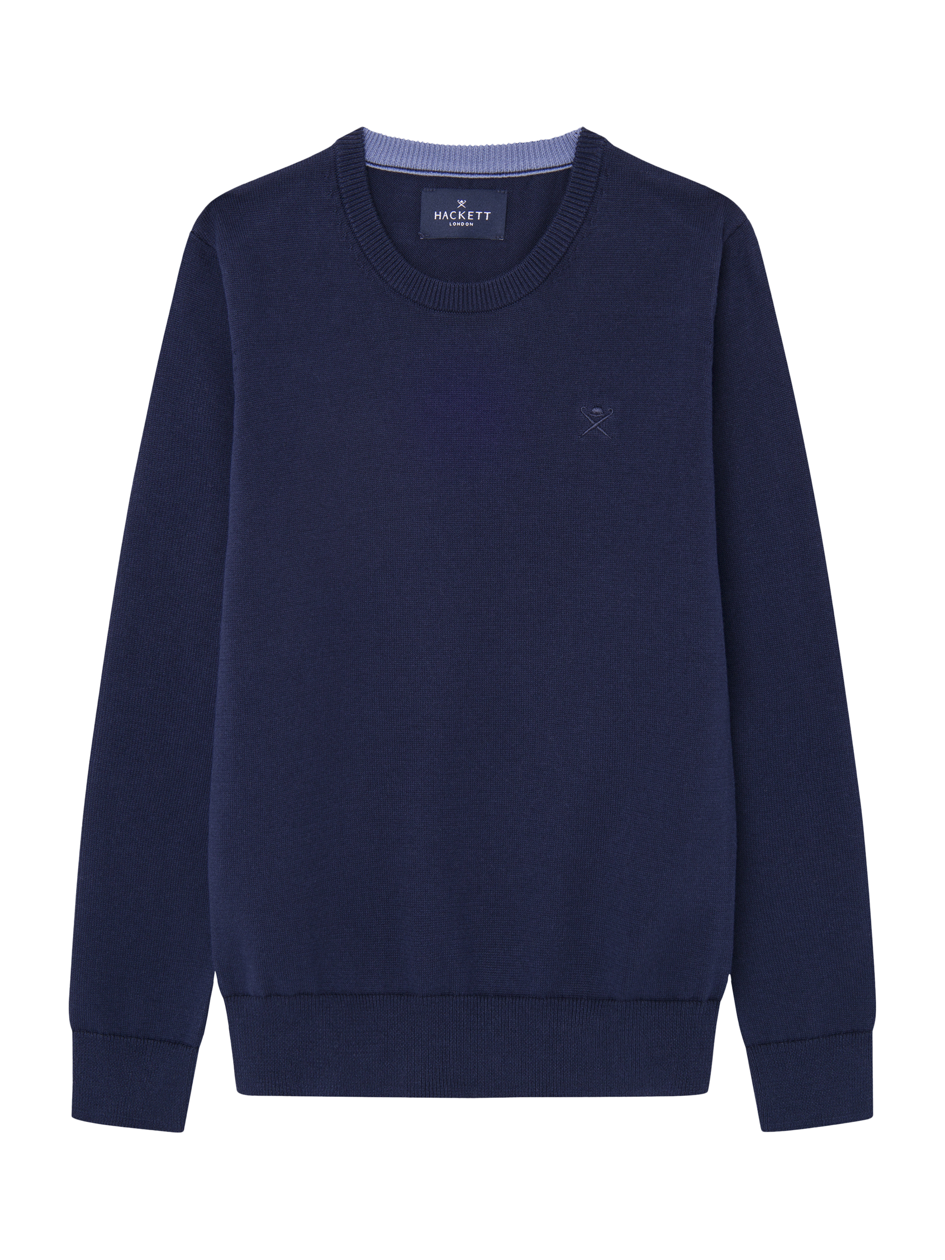 Hackett London Kids' Flat Knit Cotton Crew Neck Jumper, Midnight Blue