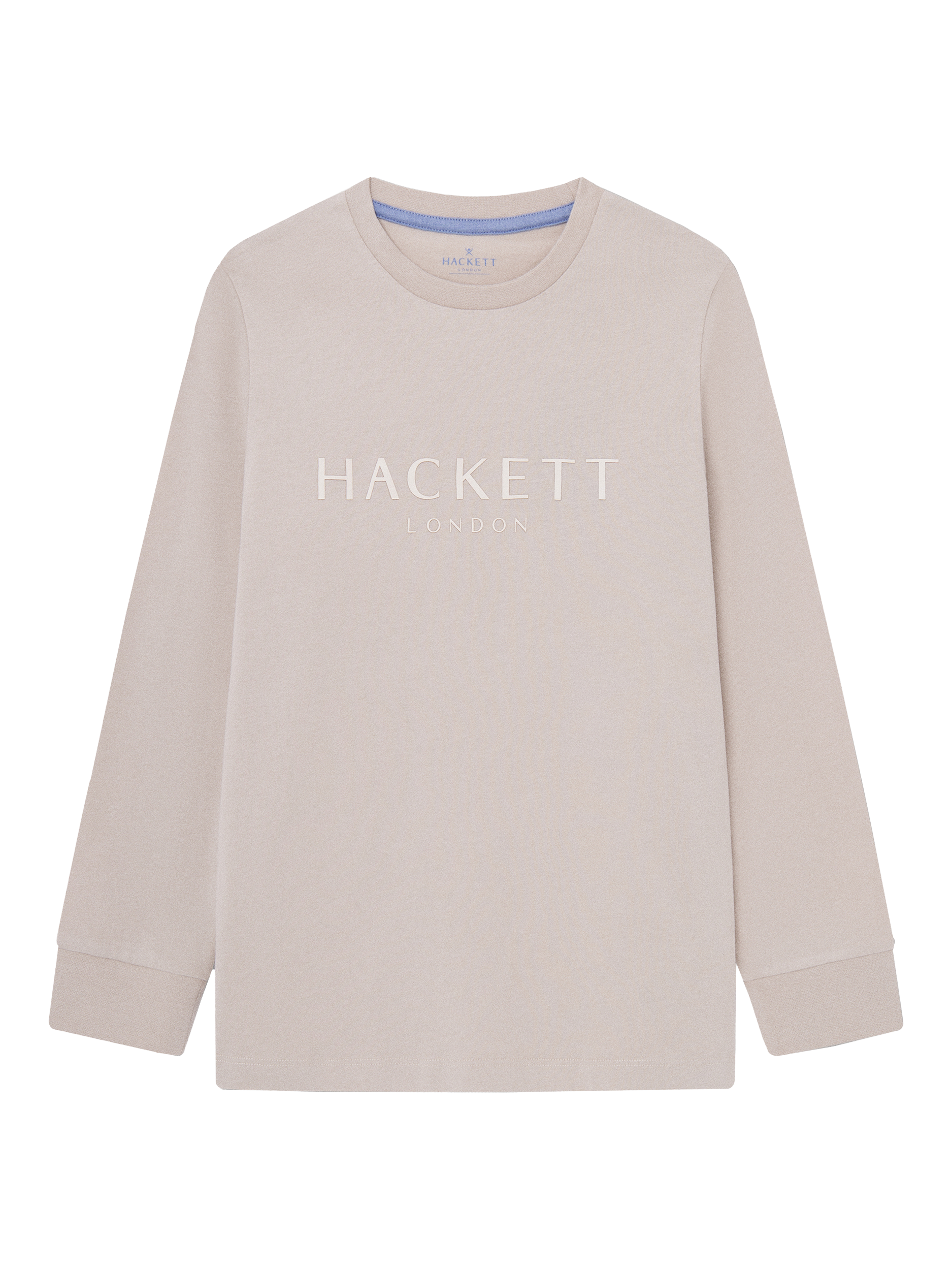 Hackett London Kids' Logo Long Sleeve Cotton T-Shirt, Taupe Beige
