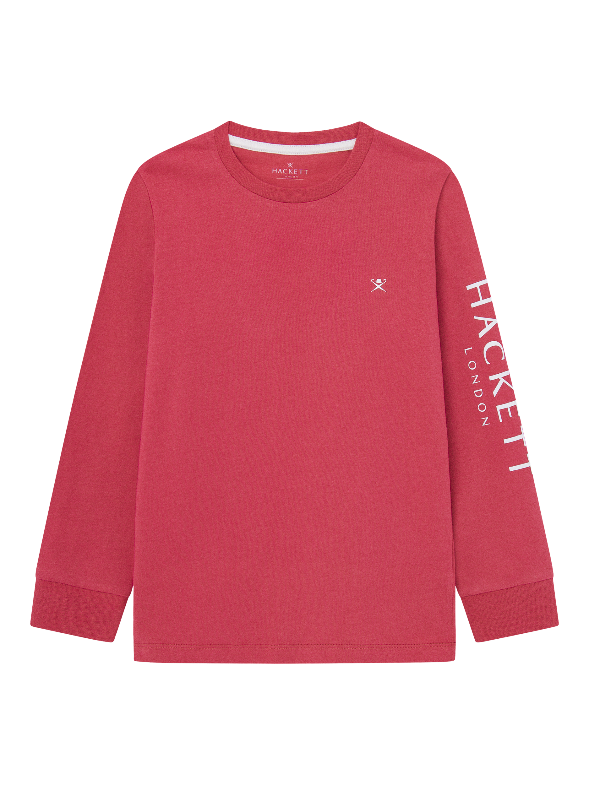 Hackett London Kids' Logo Long Sleeve Cotton T-Shirt, Cardinal Red