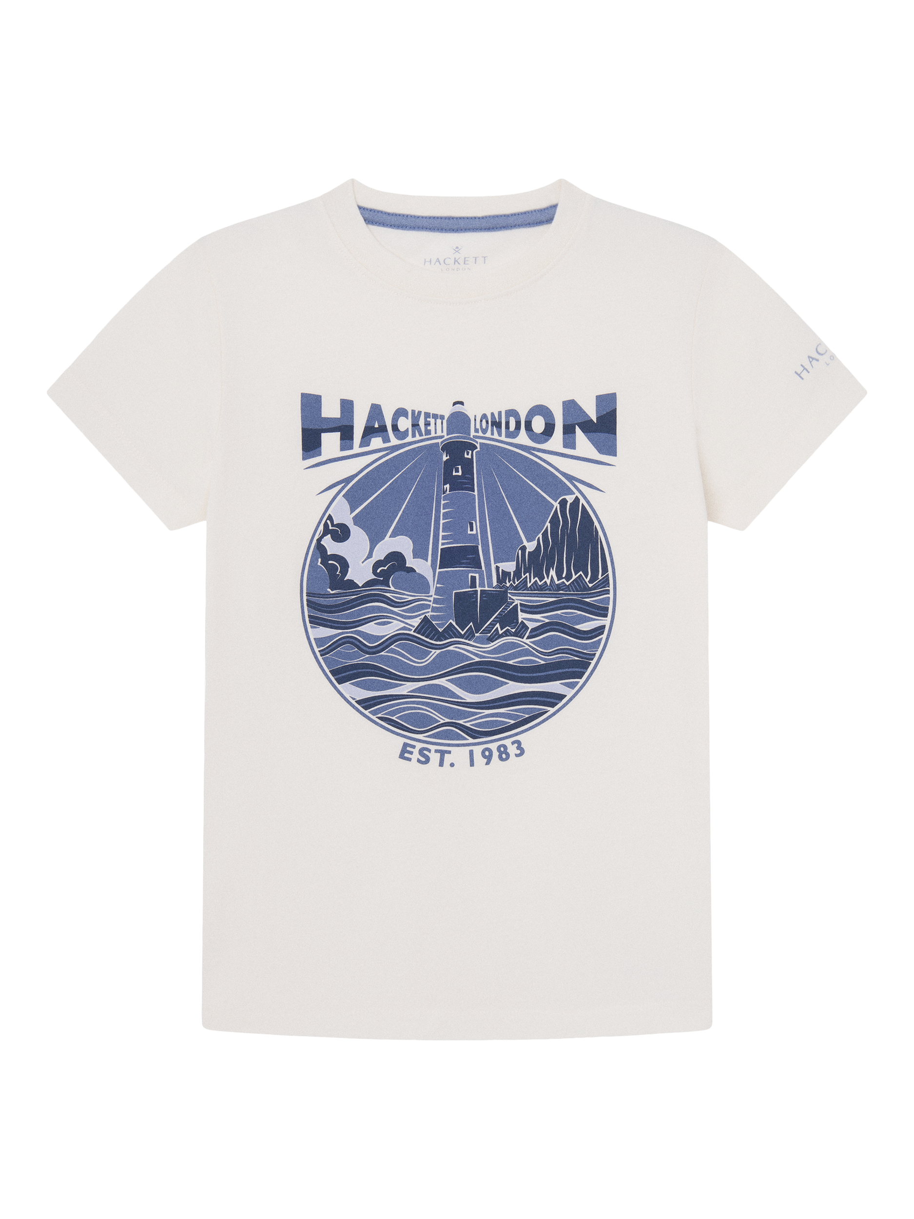Hackett London Kids' Lighthouse Soft Cotton T-Shirt, Off White