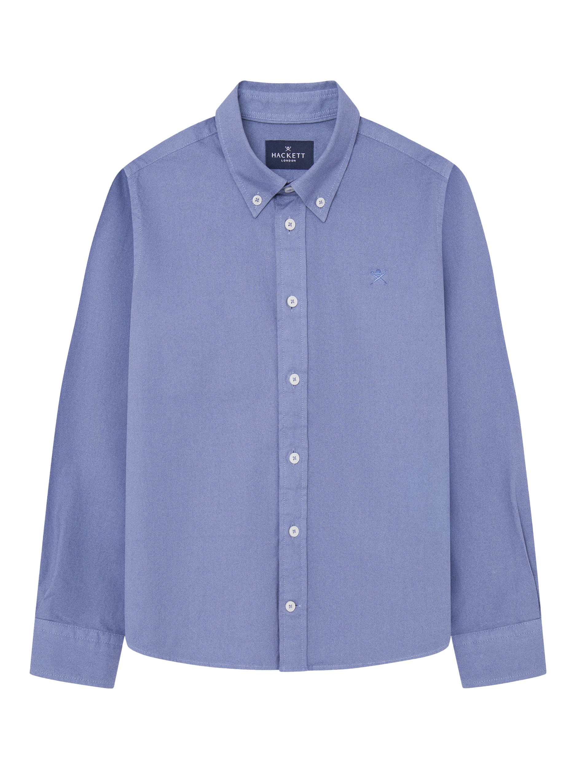 Hackett London Kids' Cotton Oxford Shirt, Chambray Blue